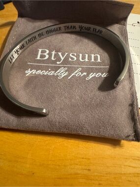 Let your faith be bigger than your fear Silver Tone Cuff Bracelet